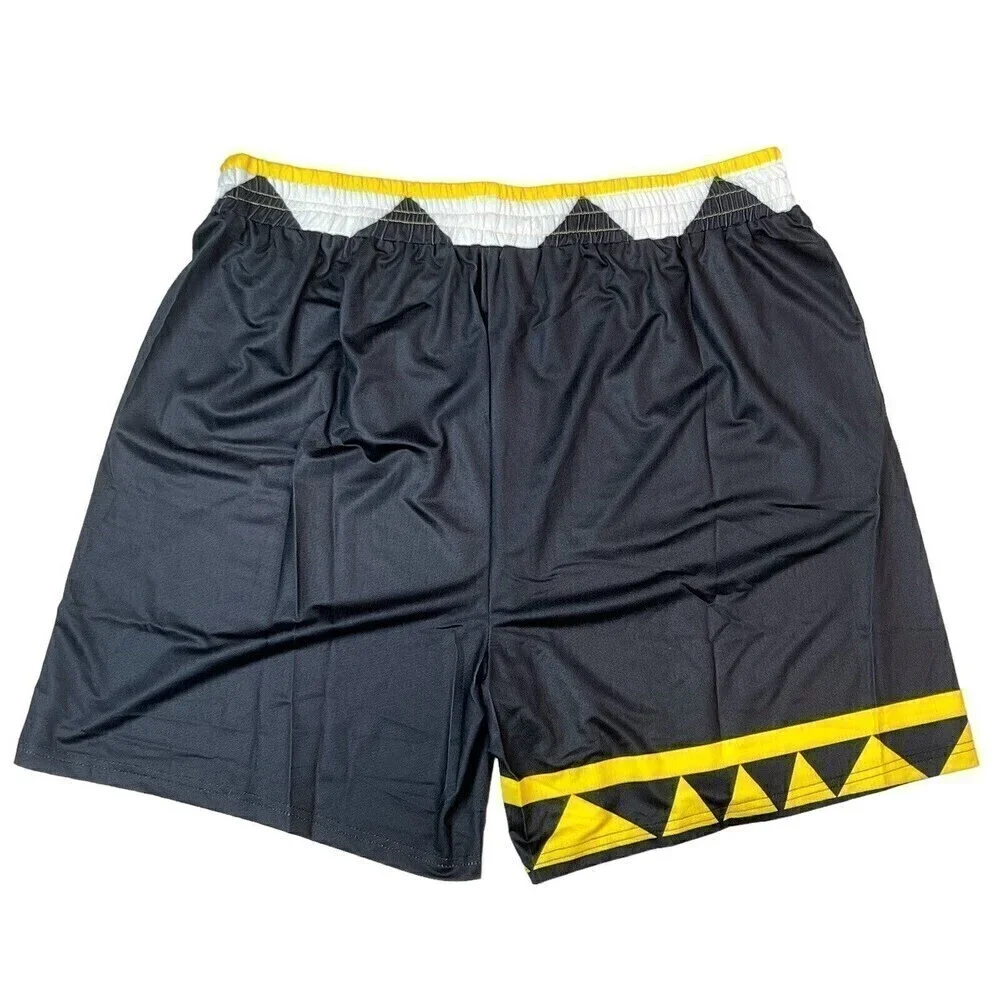 NWOT Men's Nylon Stretch Black Yellow Bull Dog Athletic Shorts Size 2XL